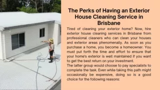 The Perks of Having an Exterior House Cleaning Service in Brisbane
