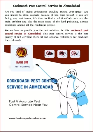 Cockroach Pest Control Service in Ahmedabad