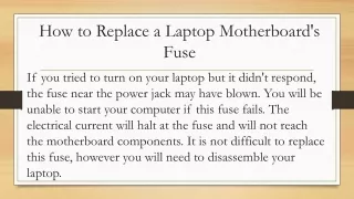 How to Replace a Laptop Motherboard's Fuse