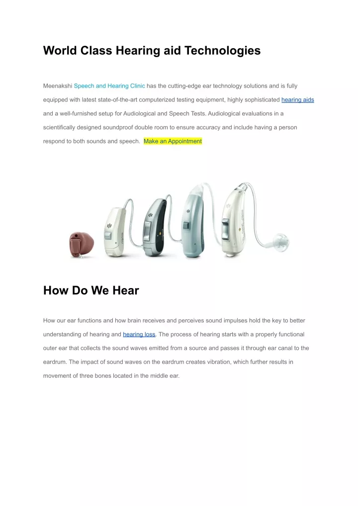 world class hearing aid technologies