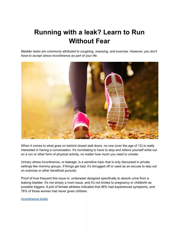 running with a leak learn to run without fear