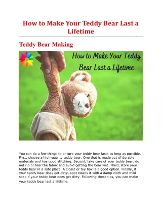 How to Make Your Teddy Bear Last a Lifetime