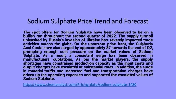 sodium sulphate price trend and forecast