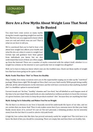 here are a few myths about weight loss that need