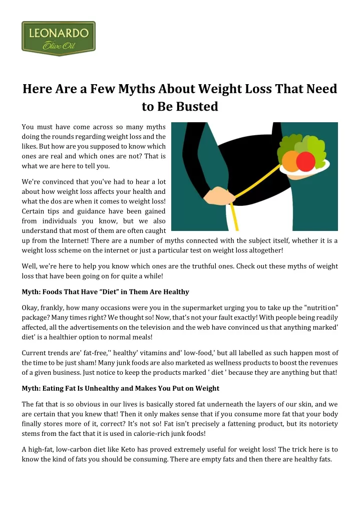 here are a few myths about weight loss that need