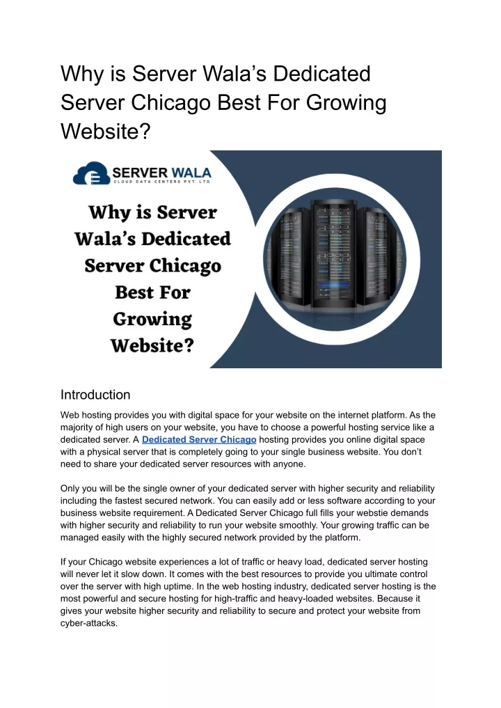 why is server wala s dedicated server chicago