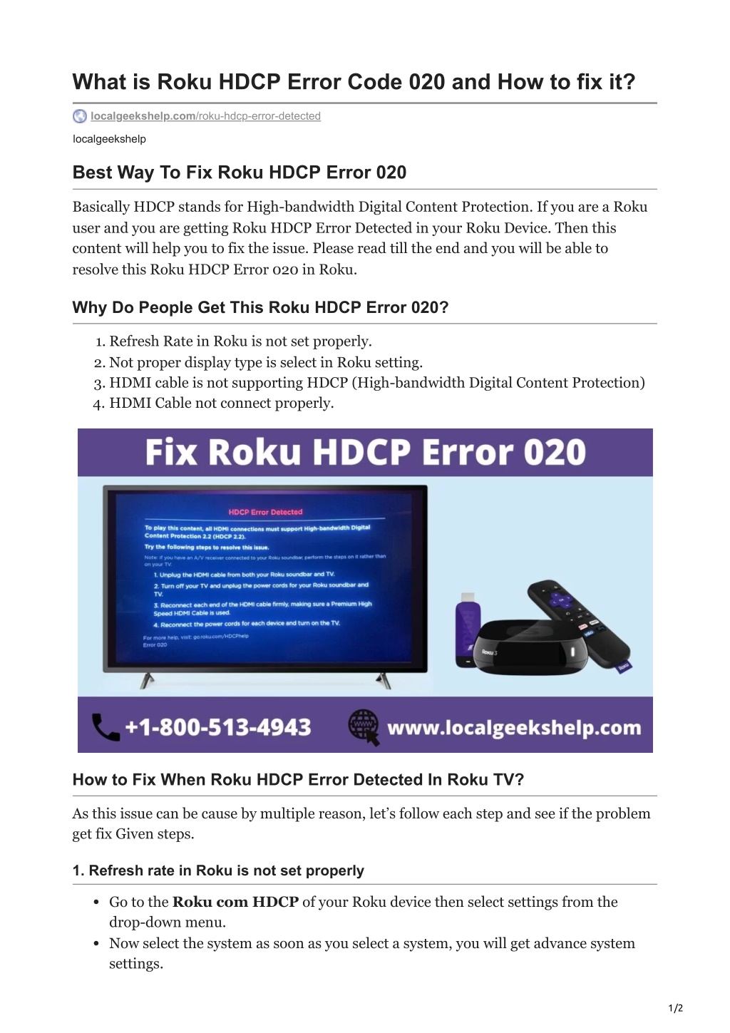 PPT - What is Roku HDCP Error Code 020 and How to fix it PowerPoint ...