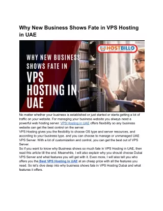 why new business shows fate in vps hosting in uae
