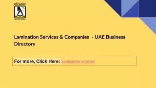 Lamination Services & Companies - UAE Business Directory