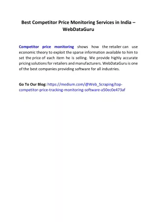best competitor price monitoring services