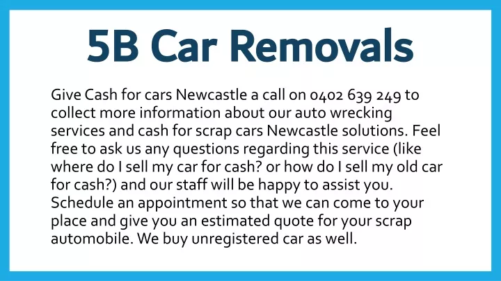 5b car removals give cash for cars newcastle