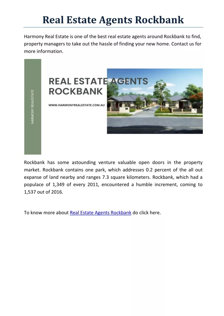 real estate agents rockbank