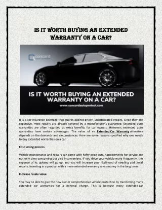 Is it Worth buying an extended warranty on a car