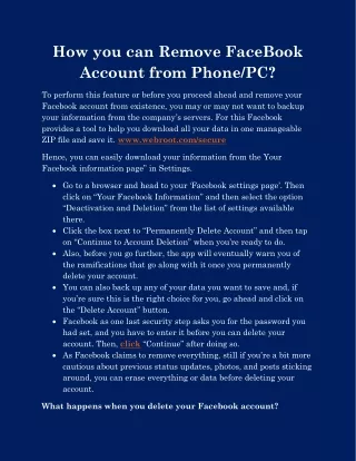 how you can remove facebook account from phone pc