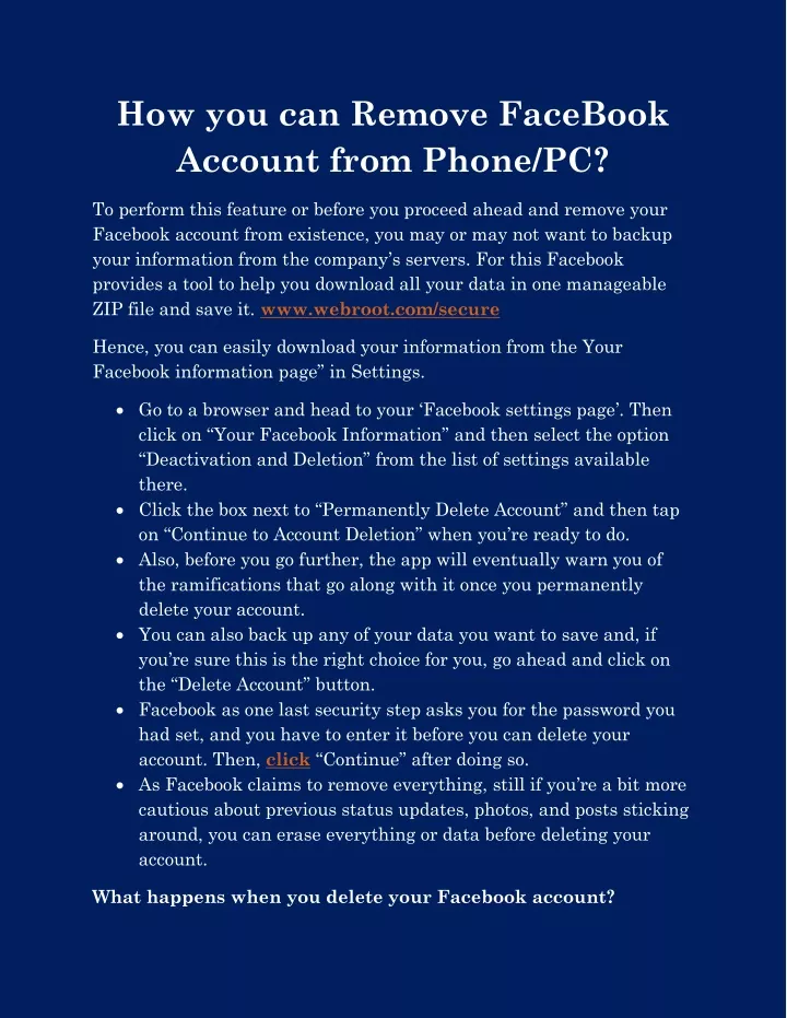 how you can remove facebook account from phone pc