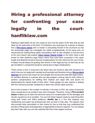Hiring a professional attorney for confronting your case legally in the court-hanfliklaw.com