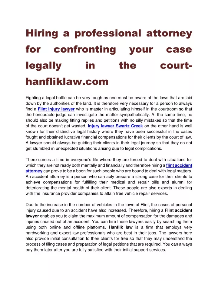 hiring a professional attorney for confronting