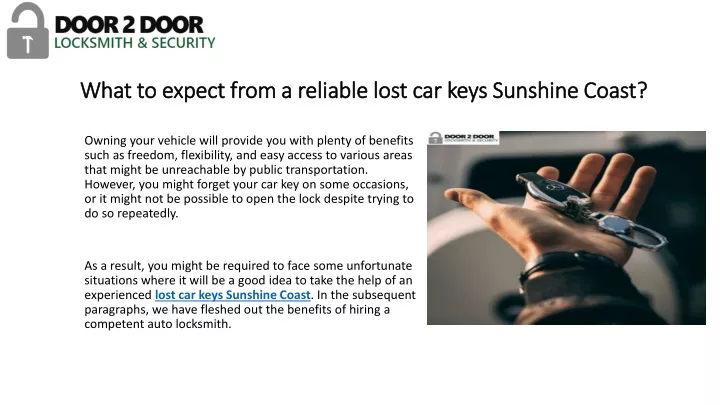 what to expect from a reliable lost car keys sunshine coast