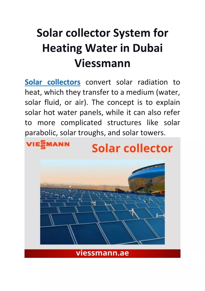 solar collector system for heating water in dubai