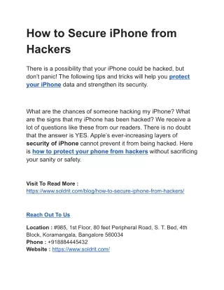 How to Secure iPhone from Hackers