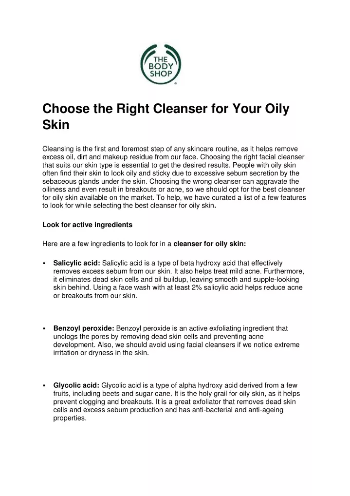 choose the right cleanser for your oily skin