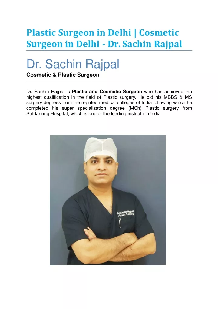 plastic surgeon in delhi cosmetic surgeon in delhi dr sachin rajpal