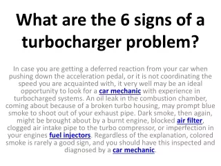 what are the 6 signs of a turbocharger problem