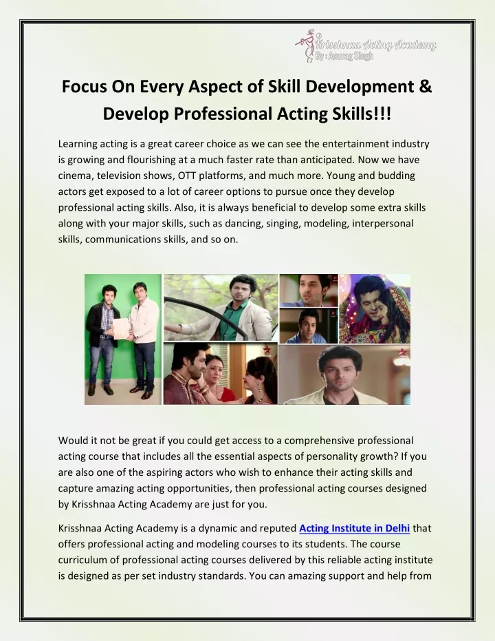 focus on every aspect of skill development
