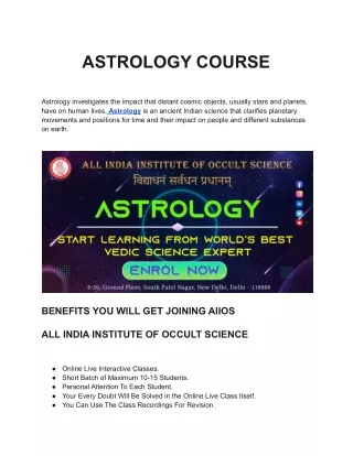 ASTROLOGY COURSE