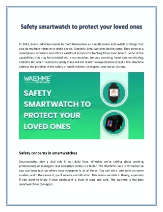 Safety smartwatch to protect your loved ones - WachMe