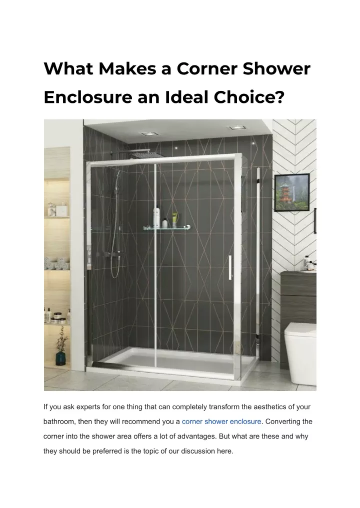 what makes a corner shower enclosure an ideal