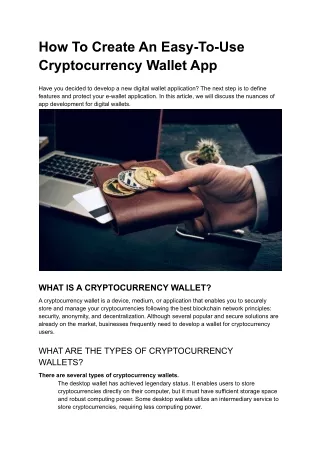 how to create an easy to use cryptocurrency