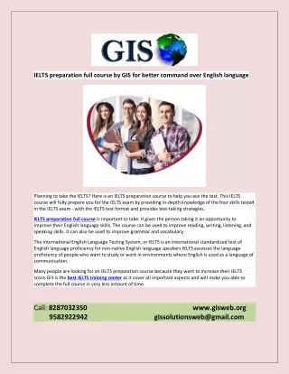 IELTS preparation full course by GIS for better command over English language