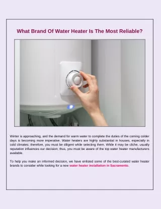 What Is The Most Reliable Brand Of Water Heater?