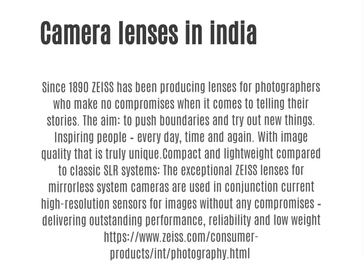 camera lenses in india
