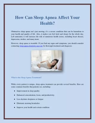 how can sleep apnea affect your health