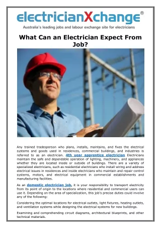 What Can an Electrician Expect From Job