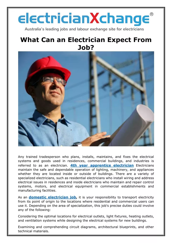 what can an electrician expect from job