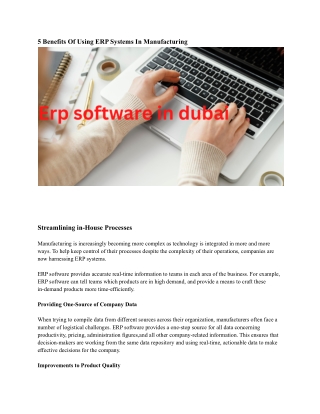 5 benefits of using erp systems in manufacturing