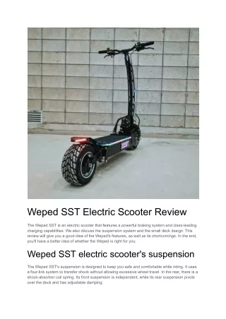 Weped SST Electric Scooter Review