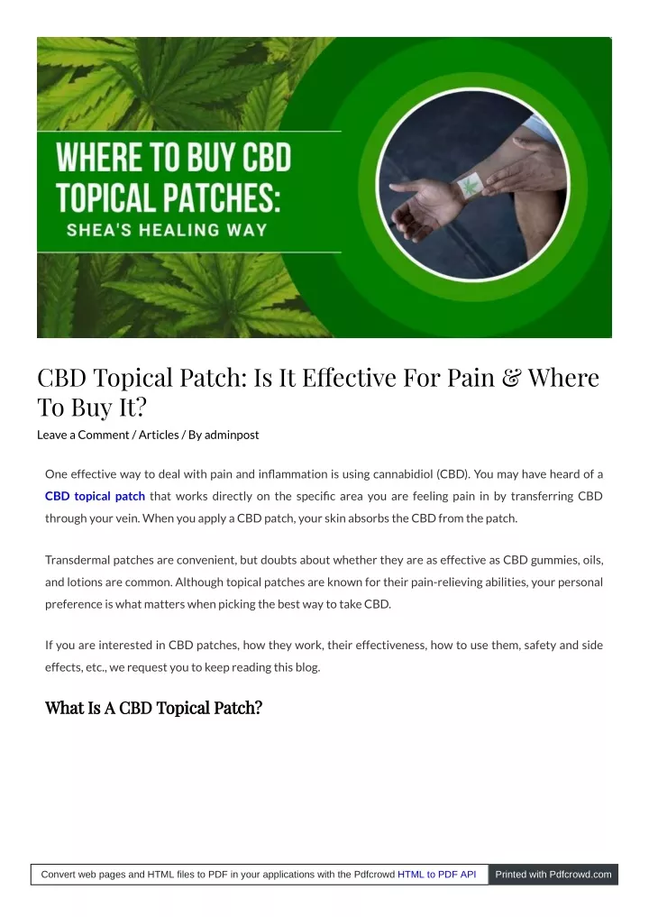 cbd topical patch is it e ective for pain where