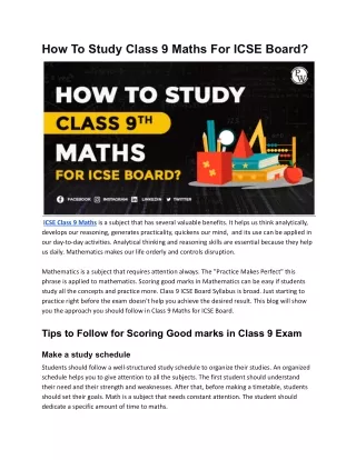 how to study class 9 maths for icse board