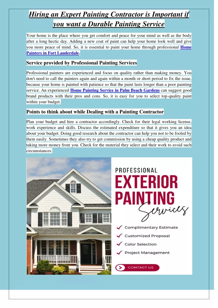 hiring an expert painting contractor is important