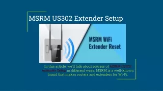 MSRM US302 Extender Setup