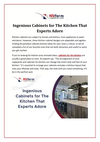 Ingenious Cabinets for The Kitchen That Experts Adore
