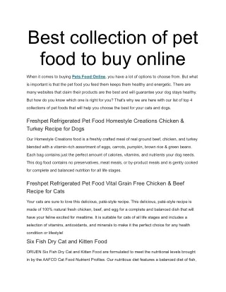 Best collection of pet food to buy online