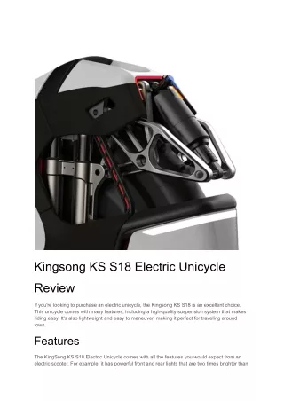 Kingsong KS S18 Electric Unicycle Review