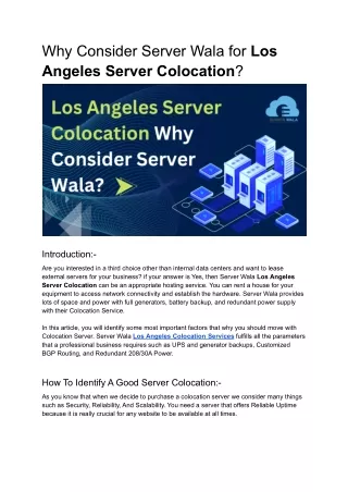 why consider server wala for los angeles server