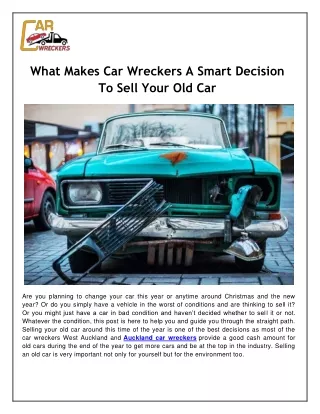 What Makes Car Wreckers A Smart Decision To Sell Your Old Car