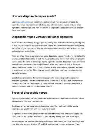 How Are Disposable Vapes Made?